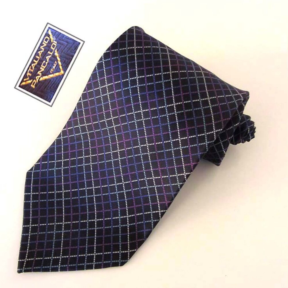 VITALIANO PANCALDI hand made plaid pattern tie 100% silk
